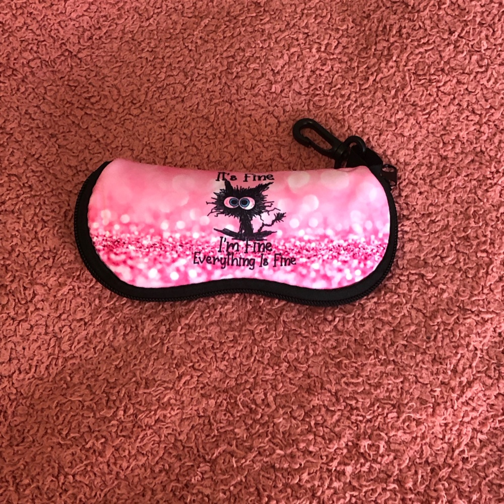 Pink Neoprene Sunglasses Case with Clip